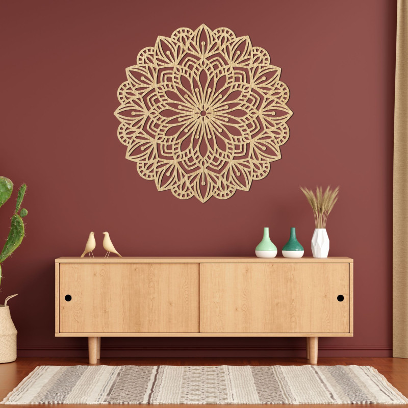 Wooden mandala on the wall flower essence - ESSENTIA
