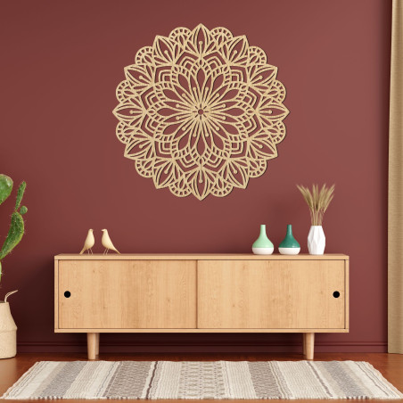 Wooden mandala on the wall flower essence - ESSENTIA
