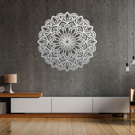 Wooden mandala for the wall with a precisely carved ornamental pattern