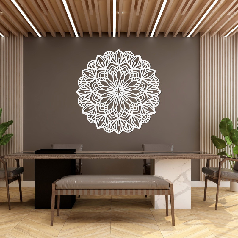 Wooden mandala for the wall with a detailed ornamental pattern