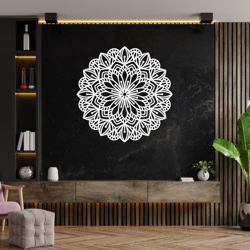 Elegant wall decoration - wooden mandala with a harmonious design.
