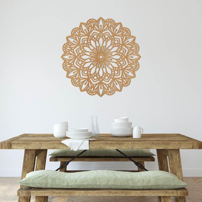 Elegant wall decoration - wooden mandala with a harmonious design.