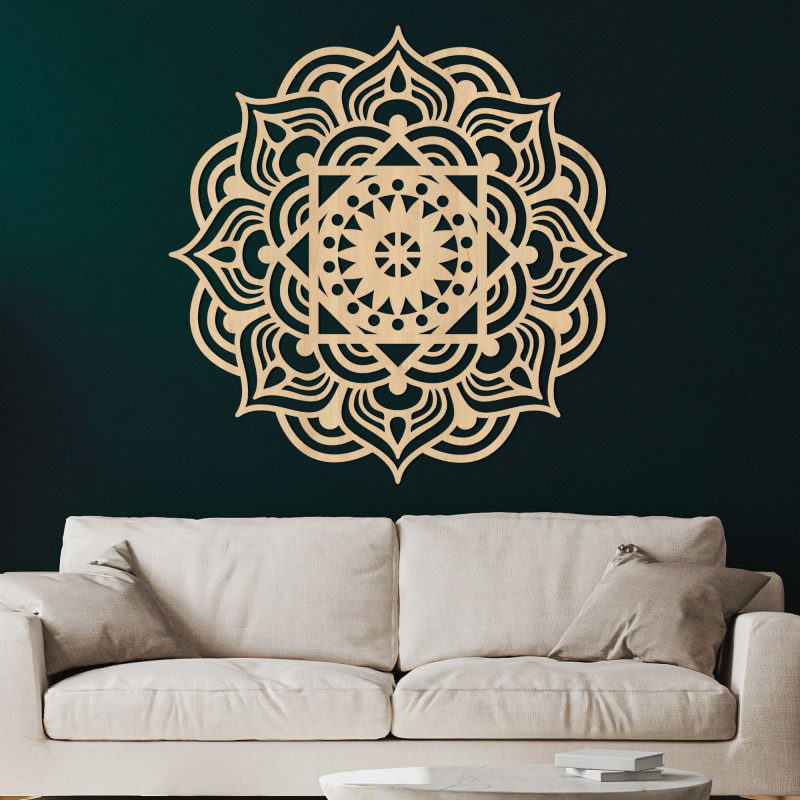 Oriental wooden mandala wall painting - SYMMETRY