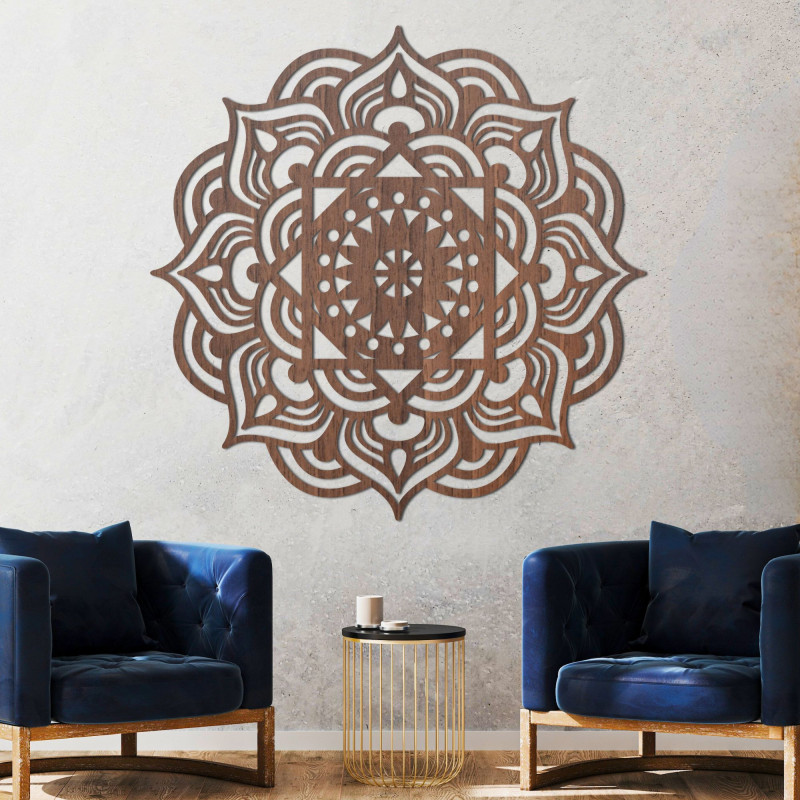 Oriental wooden mandala wall painting - SYMMETRY