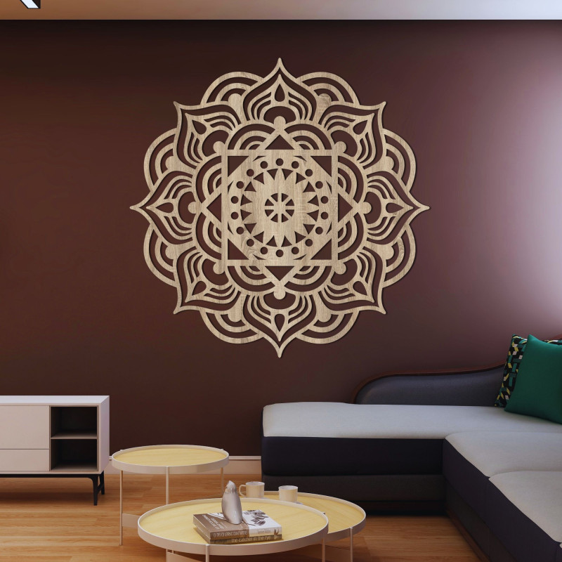 Oriental wooden mandala wall painting - SYMMETRY