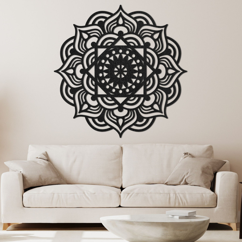 Wooden mandala on the wall as a painting