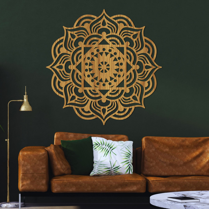 Oriental wooden mandala wall painting - SYMMETRY