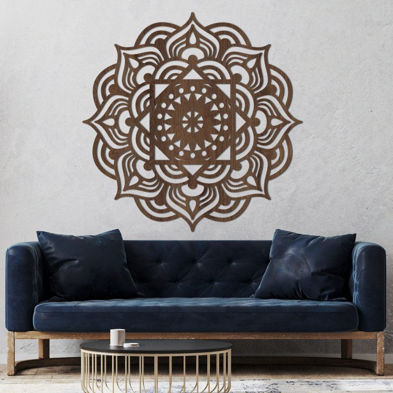 Oriental wooden mandala wall painting - SYMMETRY