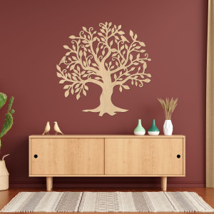 Tree of life painting. Wooden wall painting of a tree and branches. 2