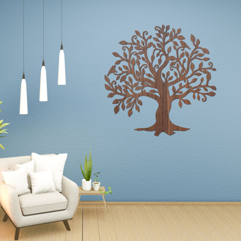 The image of the tree of life. Wooden wall picture of a tree and branches.