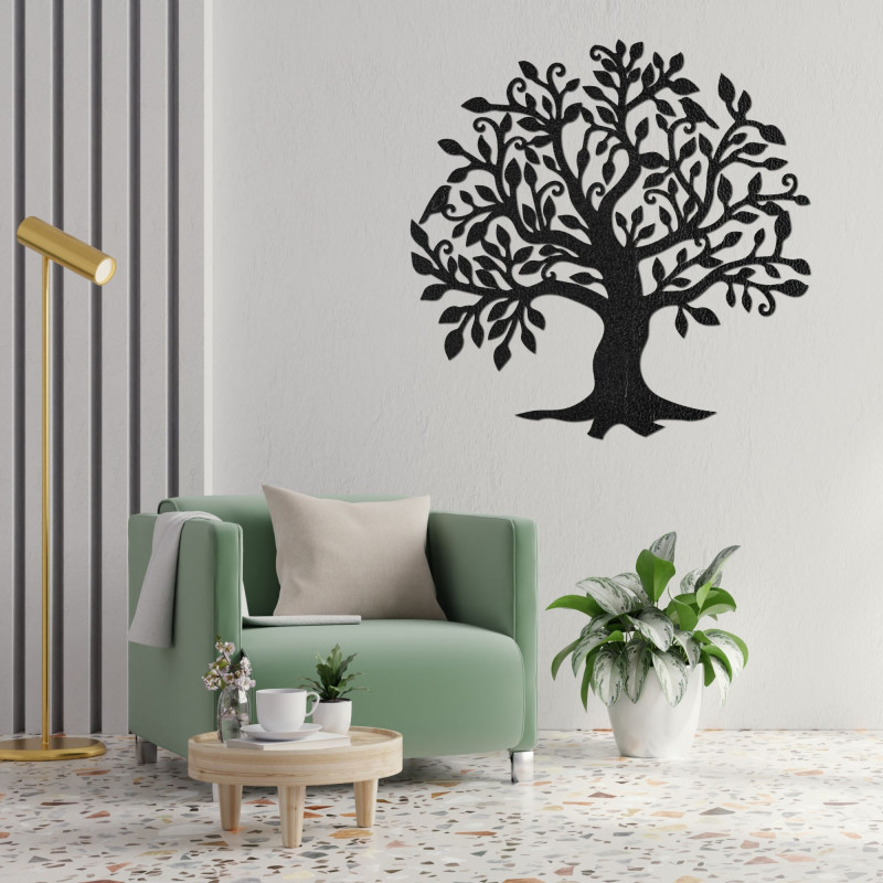 The image of the tree of life. Wooden wall picture of a tree and branches.