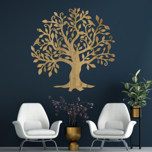 The image of the tree of life. Wooden wall picture of a tree and branches.