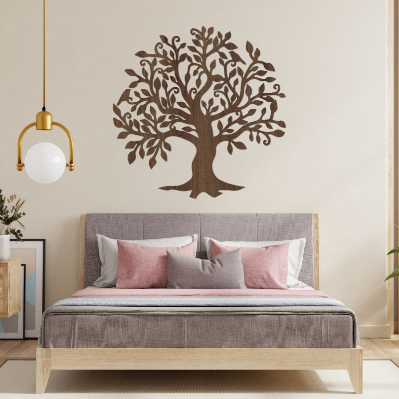 The image of the tree of life. Wooden wall picture of a tree and branches.