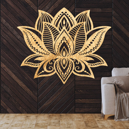 Wooden carved lotus flower - original wall decoration for home or office. Wooden carved lotus flower - original wall decoration for home or office.