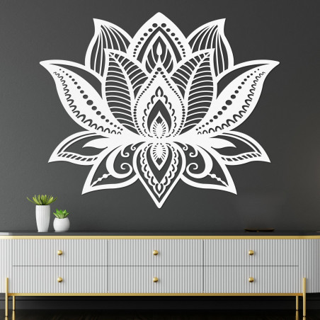 Wooden wall painting lotus flower