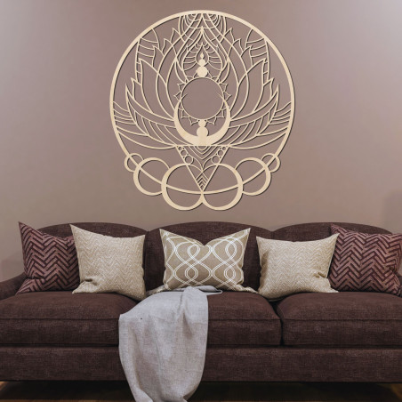 Carved wall – Sun flower as artistic wooden decor