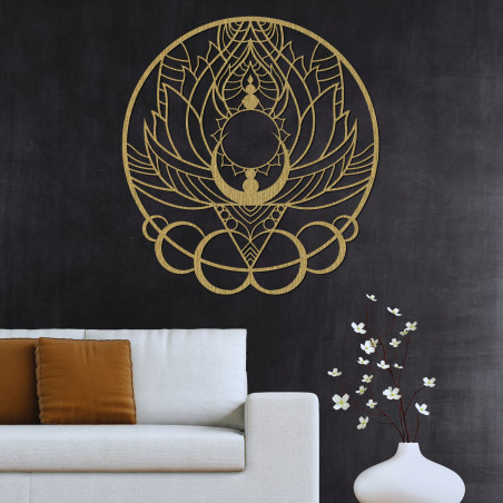 Carved picture with a sun flower motif - perfect wall decoration
