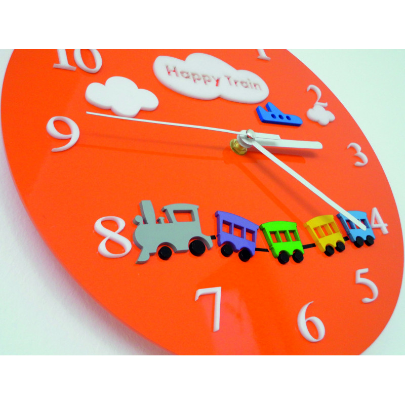 Modern wall clock made of plexiglass. Trendy clock on the wall as a gift. X-momo clocks. PMMA