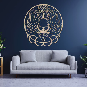 Artistic wooden decoration mandala flower and sun - FLORISOLUS