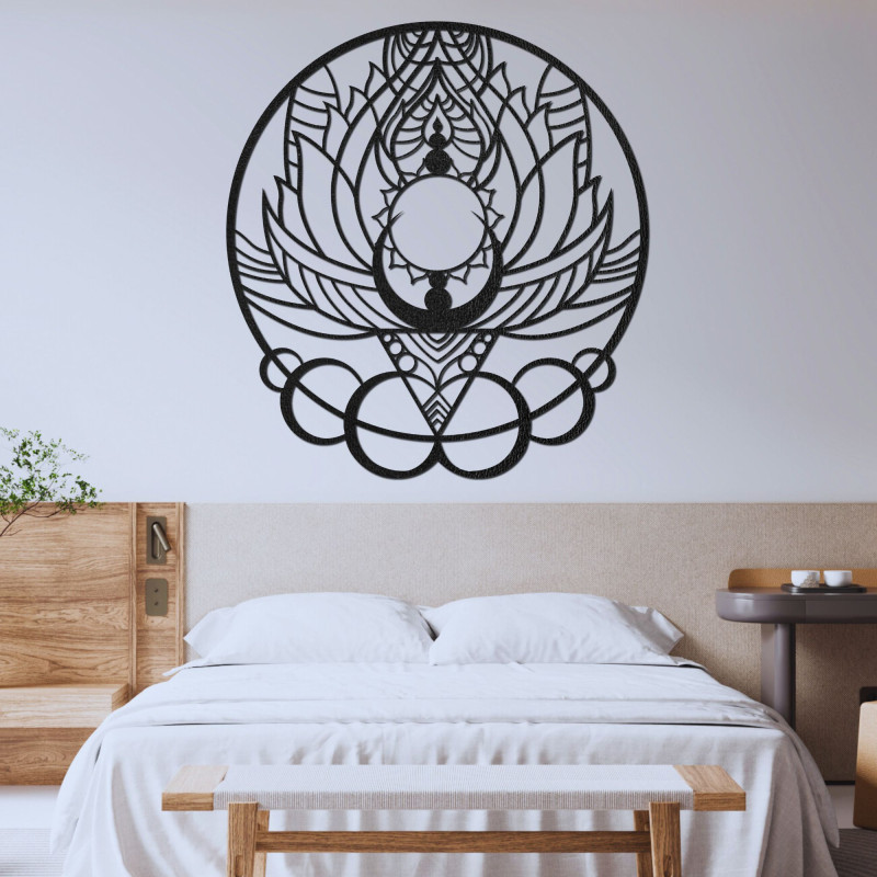 Artistic wooden decoration mandala flower and sun - FLORISOLUS