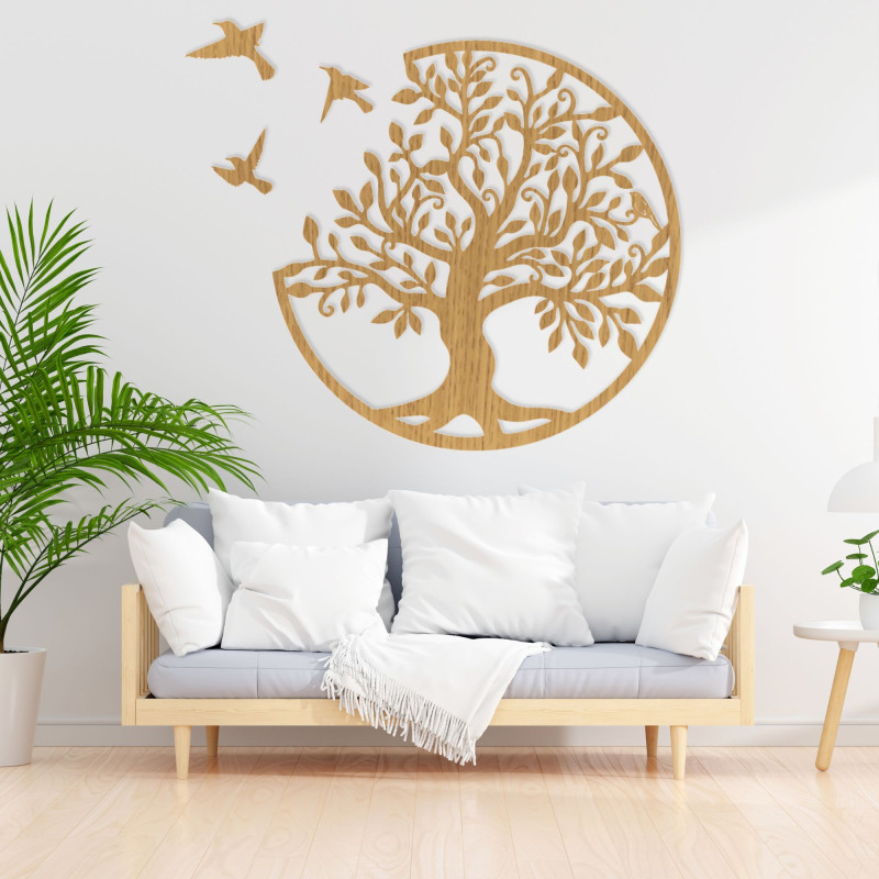 Modern wooden wall decor tree with birds - GORCHLOR