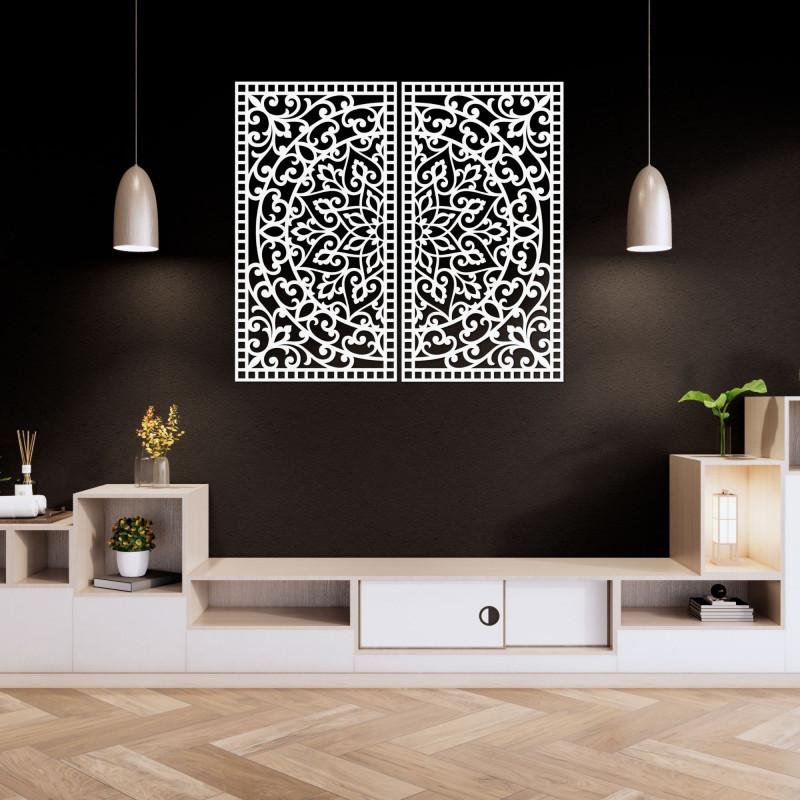 Mandala Ornament Wall Set – Decorative Wooden Picture, 2 Parts