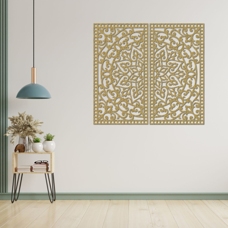 Mandala Ornament Wall Set – Decorative Wooden Picture, 2 Parts