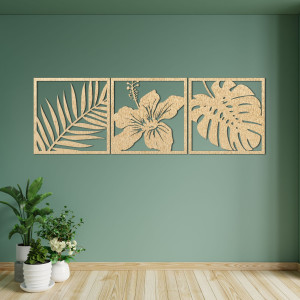 The image leaf monstera, flower hibiscus, palm leaf - NARUTAL