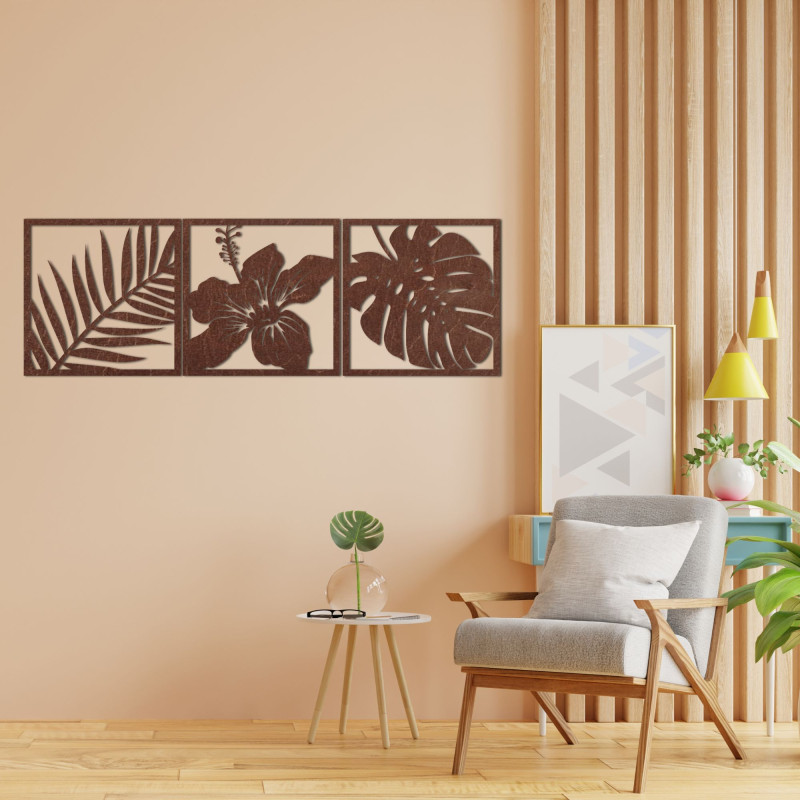 The image leaf monstera, flower hibiscus, palm leaf - NARUTAL