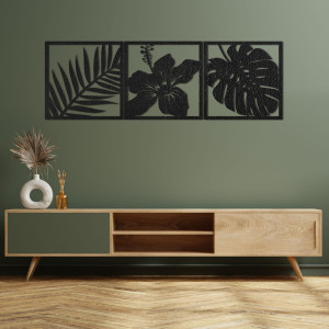 The image palm leaf, hibiscus flower, monstera leaf - NOTURAL