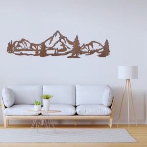 Carved wall picture with mountain and forest motif - NATURAE 2