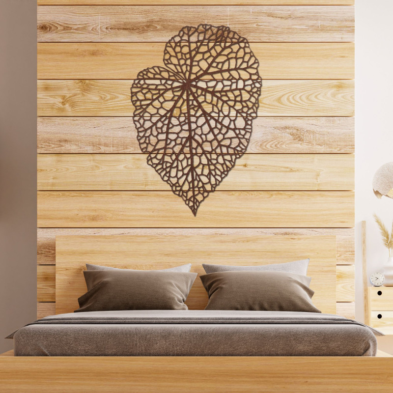 Wooden picture with a leaf in a minimalist style for a modern and harmonious interior