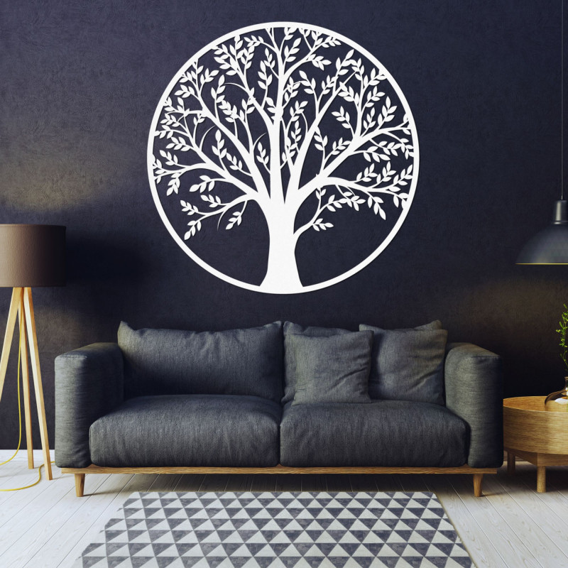 Modern wooden tree of life on the wall for an elegant interior