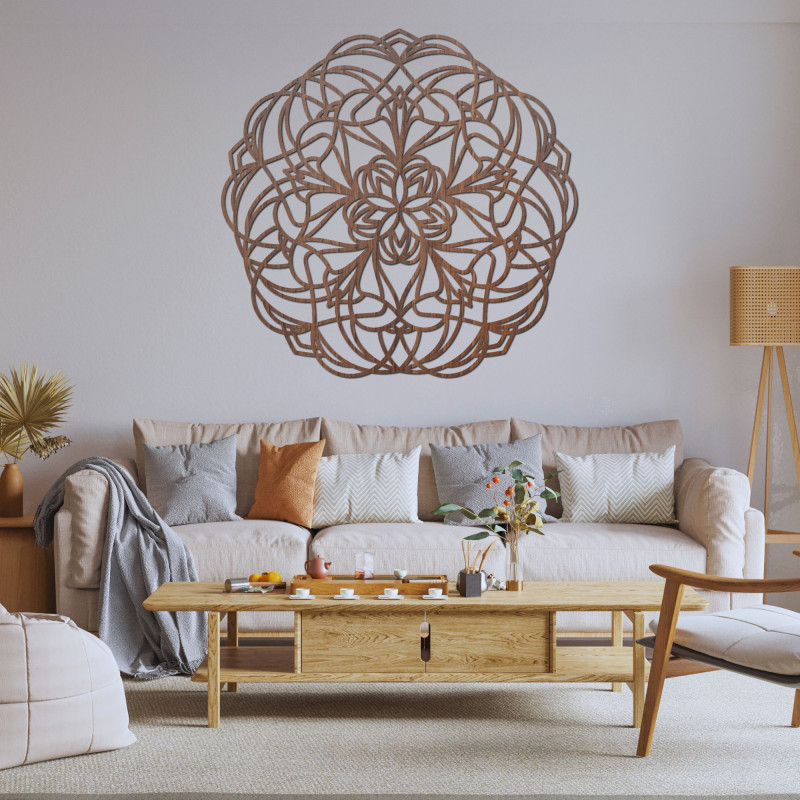 Carved wooden wall decoration mandala - MOLLIS