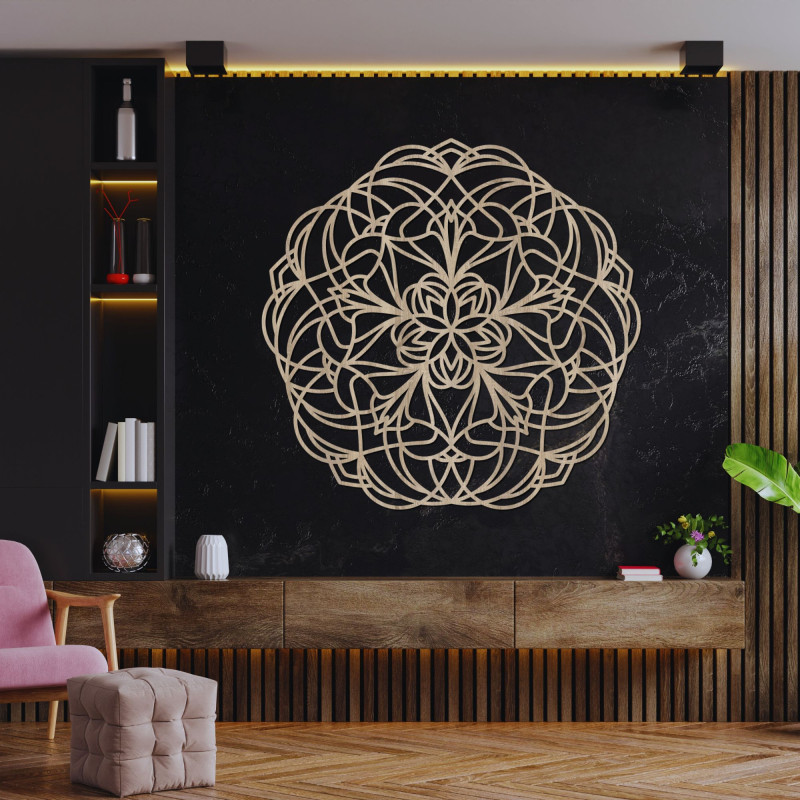 Carved wooden wall decoration mandala - MOLLIS