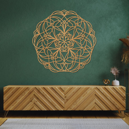 Carved wooden mandala wall decoration - MOLLIS