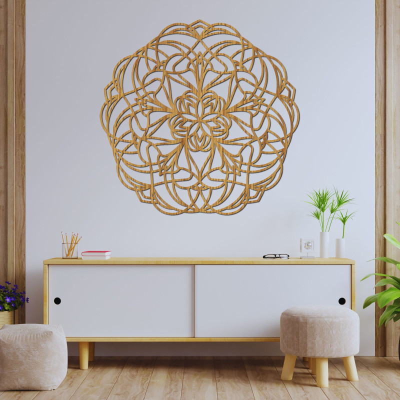 Carved wooden wall decoration mandala - MOLLIS