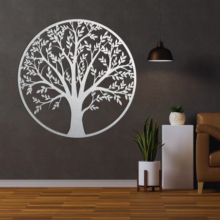 Wooden Tree of Life in a circle on the wall