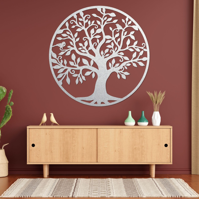 The wooden decoration in the shape of a tree of life is a perfect combination of natural design and elegant art.