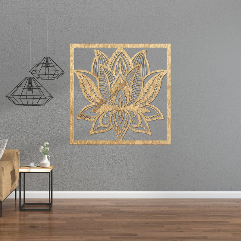 Mandala lotus flower wall design square - ALAKSTRA