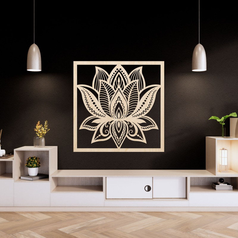 Mandala lotus flower wall design square - ALAKSTRA