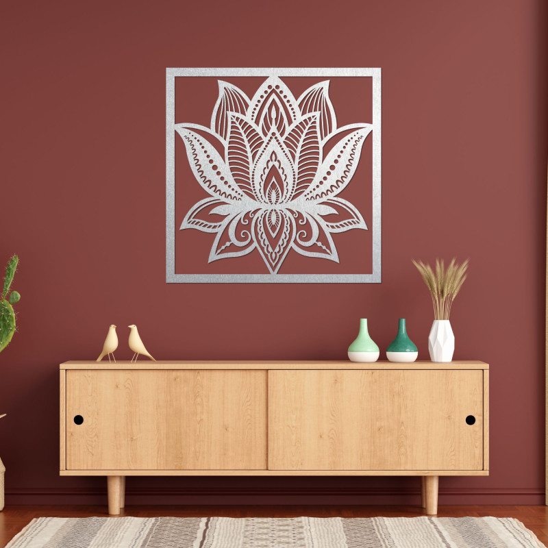 Mandala lotus flower wall design square - ALAKSTRA