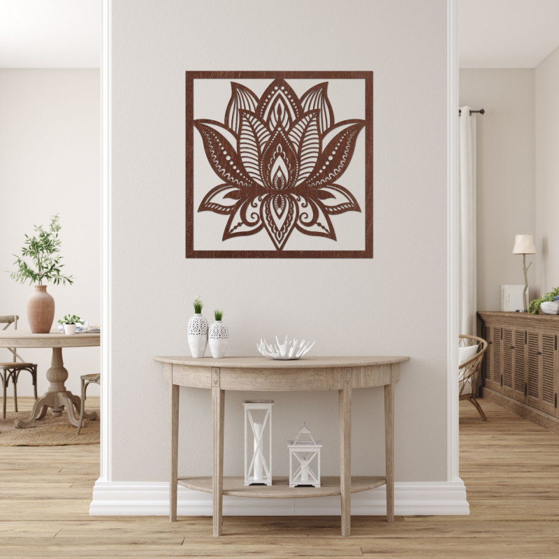 Mandala lotus flower wall design square - ALAKSTRA