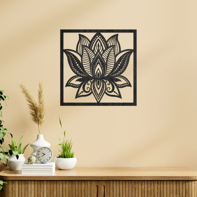 Mandala lotus flower wall design square - ALAKSTRA