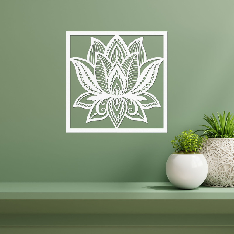 Mandala lotus flower wall design square - ALAKSTRA