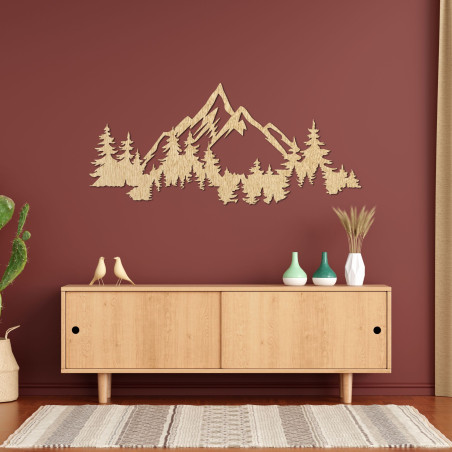 Majestic mountains and forests in a delicate decorative illustration