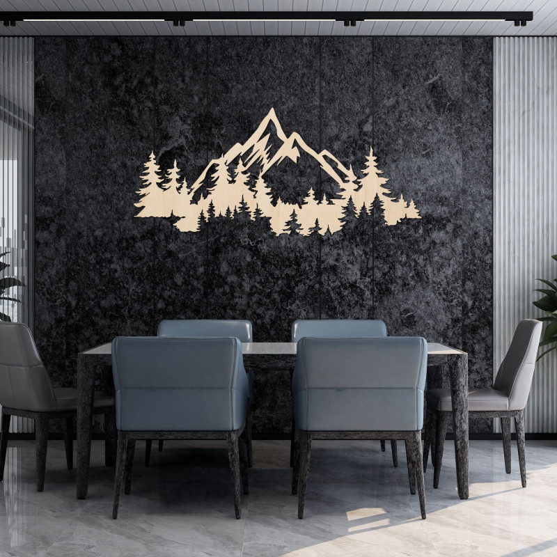 Majestic mountains and forests in a delicate decorative illustration