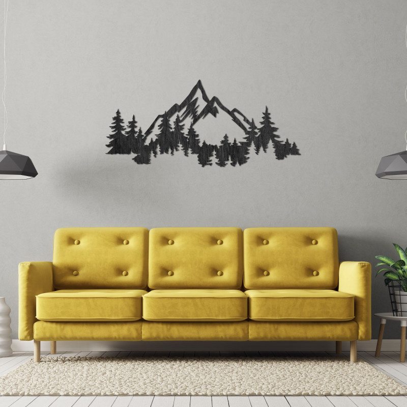 Modern decoration with a natural motif of mountains and forests