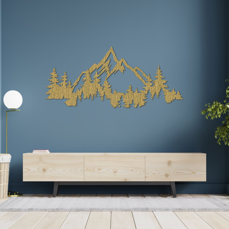 Modern decoration with a natural motif of mountains and forests