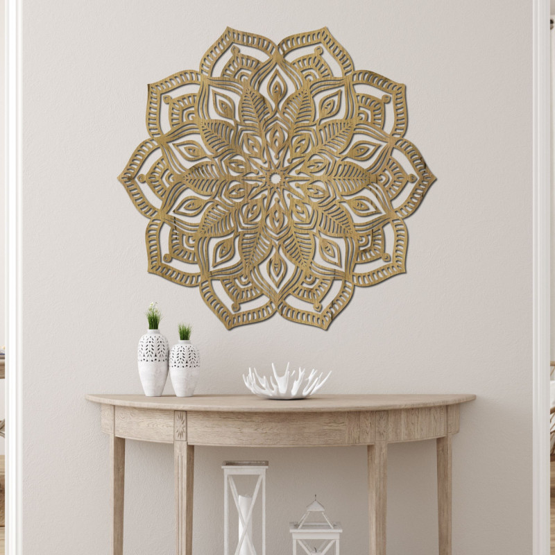 Elegant wooden mandala as a luxurious wall decoration full of harmony and peace
